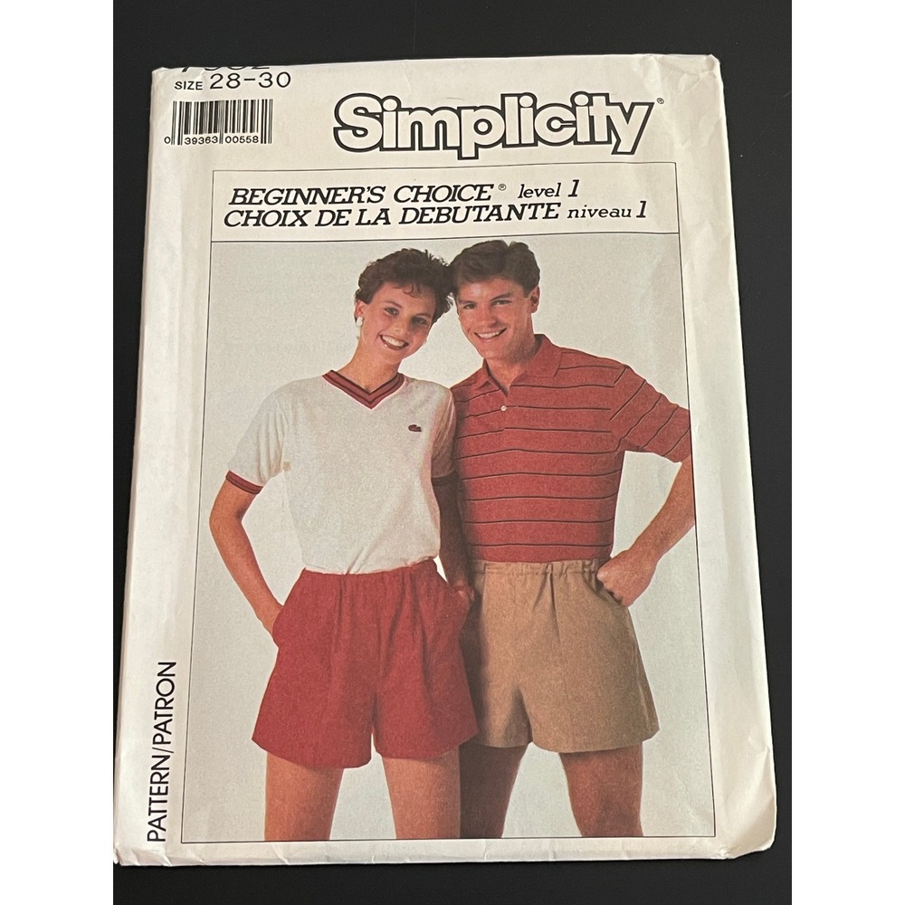 00463 - Simplicity 7932 Beginner‎ Choice Shorts Pants Pattern Size 28-30 - UNCUT
